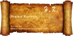 Hupka Korvin névjegykártya